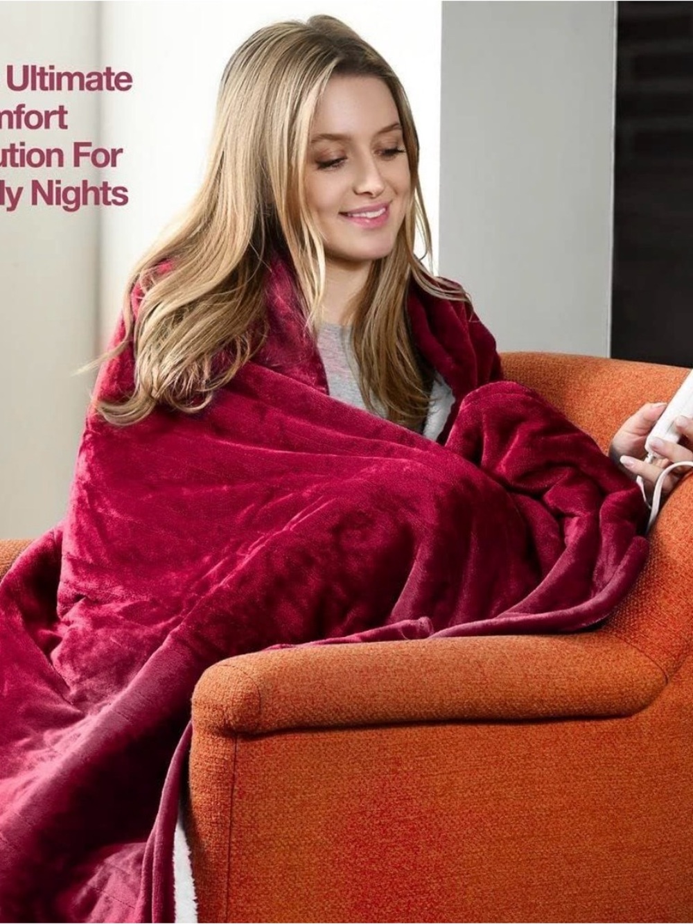 Medical king Heated Blanket, Machine Washable, soft, comfy (Red, 50 × 60)